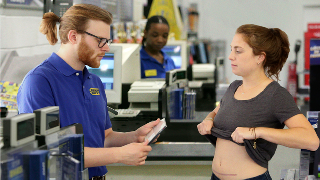 Illustration for article titled No More Shame: These Photos Of 6 Mothers Bravely Showing Their C-Section Scars To The Same Best Buy Employee Are A Powerful Reminder That Motherhood Is Beautiful